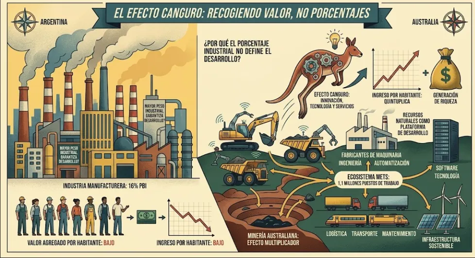Infografía de Acero y Roca sobre el Efecto Canguro australiano