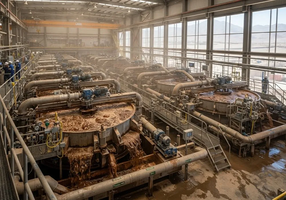 Circuito industrial de flotación de cobre con tecnología de sensores y control avanzado para optimización de procesos
