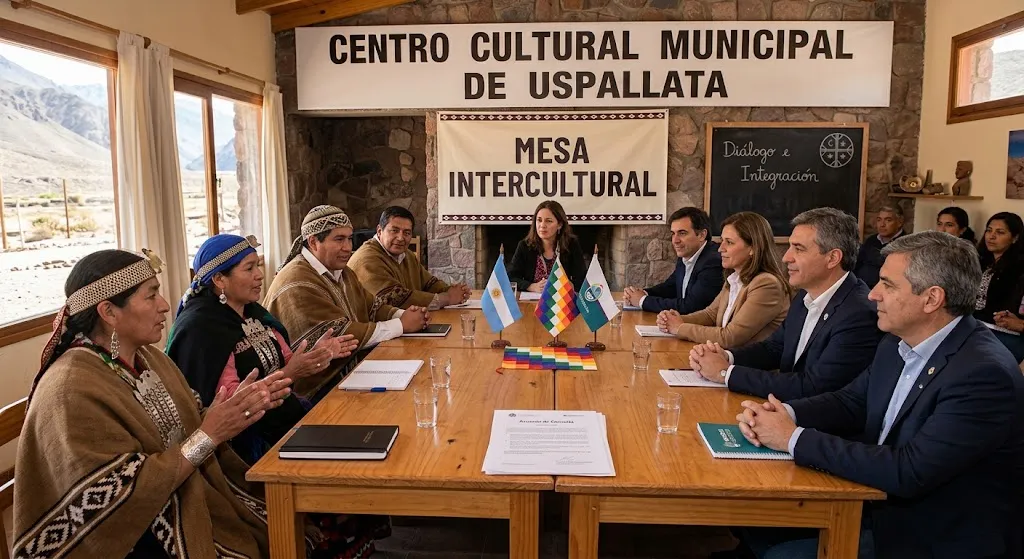 Mesa intercultural en el centro cultural municipal de uspallata 