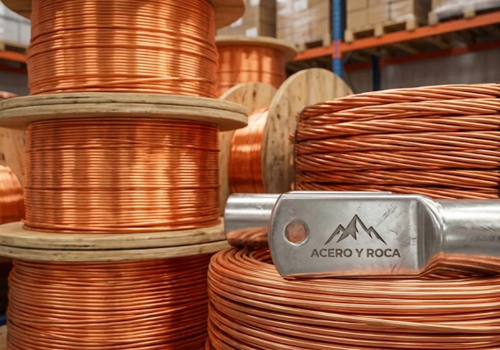 Lote de cables de cobre reciclado recuperados mediante minería urbana.