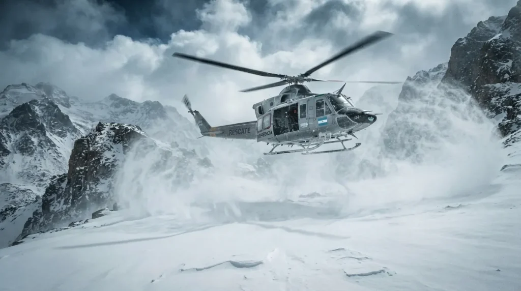 Rescate aéreo desde Buenos Aires de 4 mineros atrapados por la nieve en la Puna