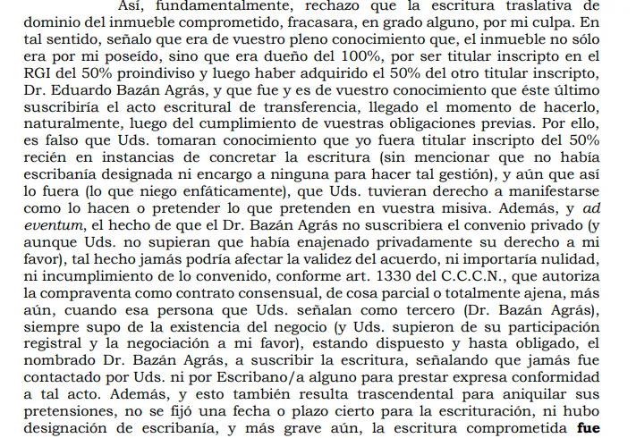Extracto de la carta notarial enviada por Bustos a los empresarios de Puerto Trans.