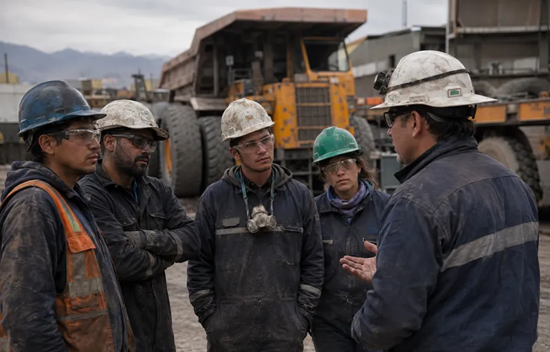 Contenido Original de ACERO Y ROCA - Prohibida su reproducción Mujeres participan de una capacitación práctica de soldadura en un taller industrial, utilizando elementos de protección personal y herramientas de trabajo en una instancia formativa vinculada a oficios técnicos.