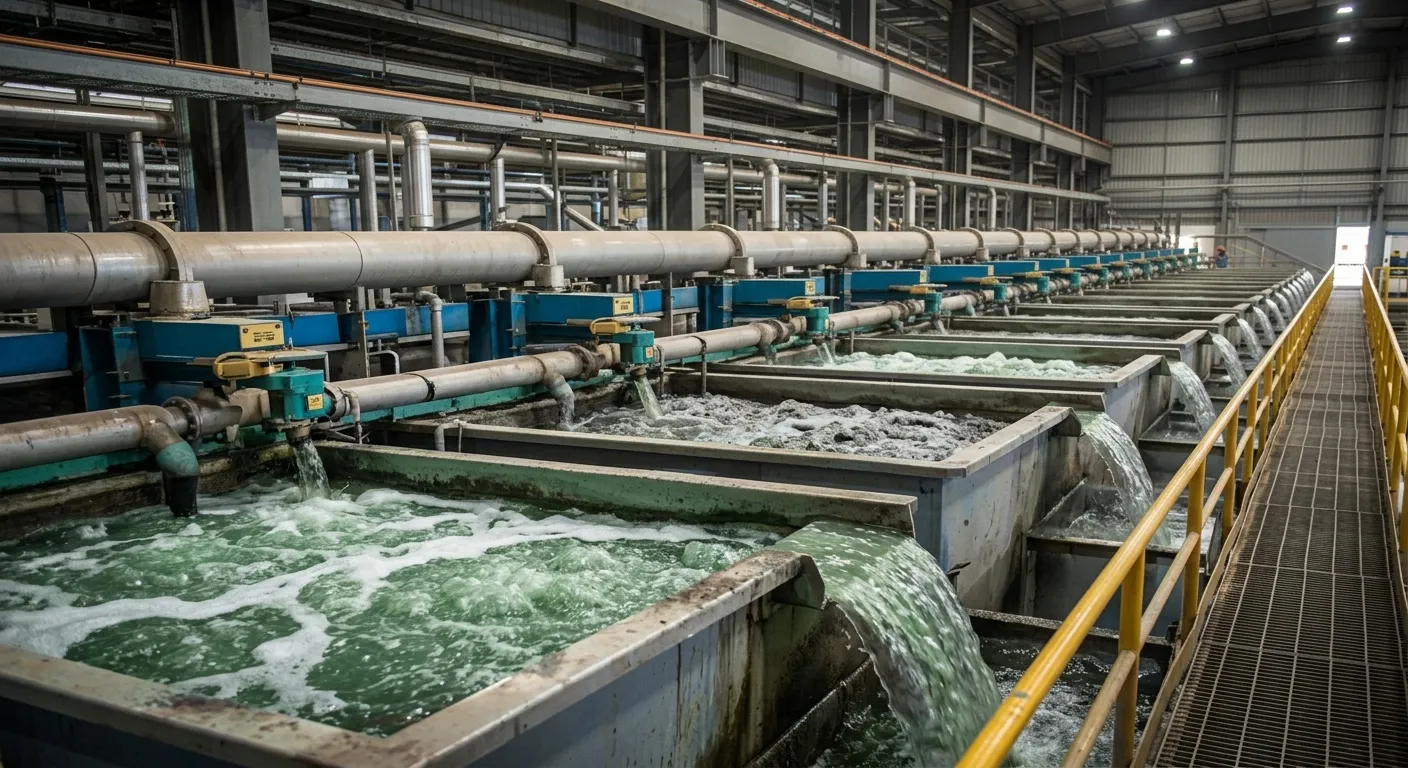 Celdas industriales para el procesamiento de minerales minería en planta de beneficio.