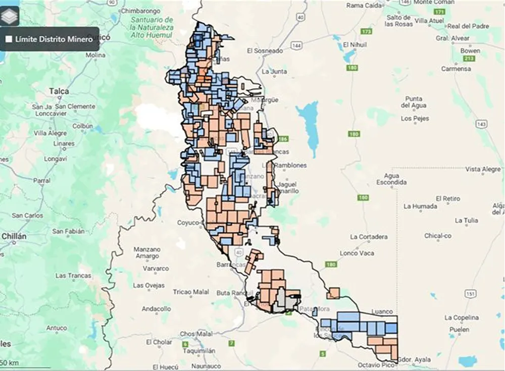mapa de distrito minero malargue en mendoza
