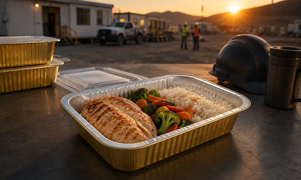 Imagen de una vianda de comida en un campamento minero.