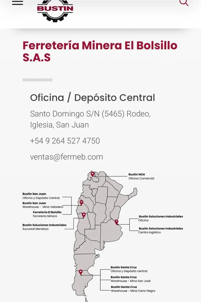Imagenes de Bustin como proveedor de Barrick en San Juan.