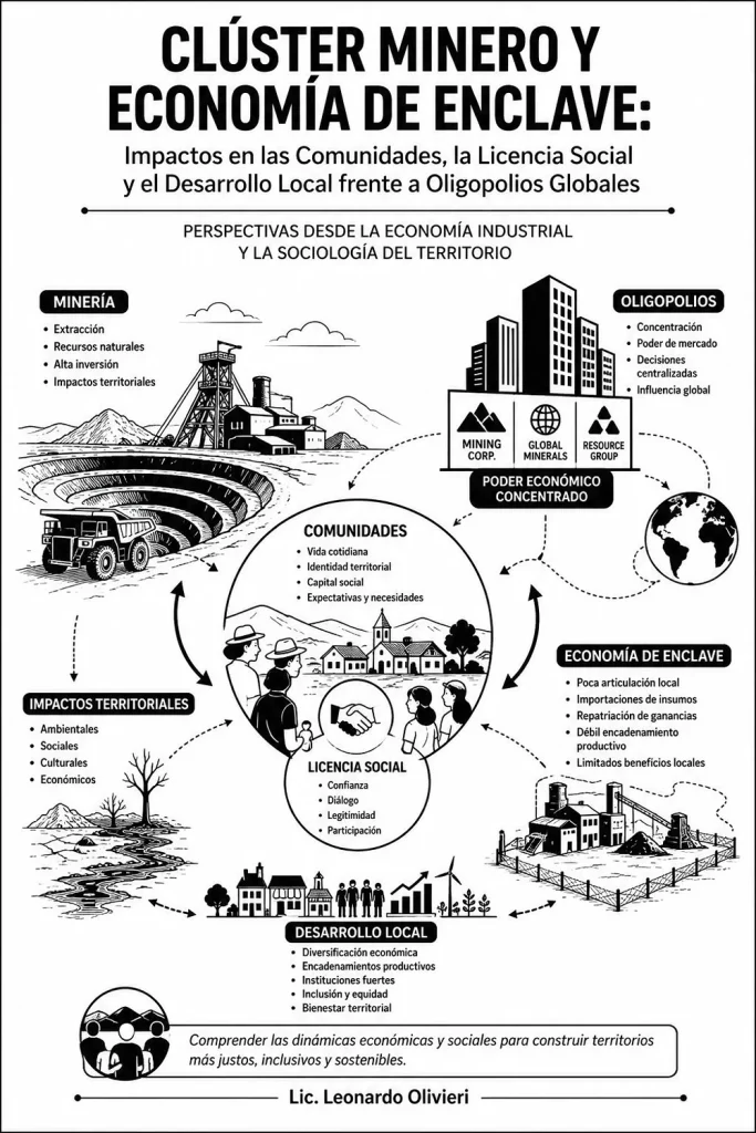 Infografía del cluster minero y economía de enclave.