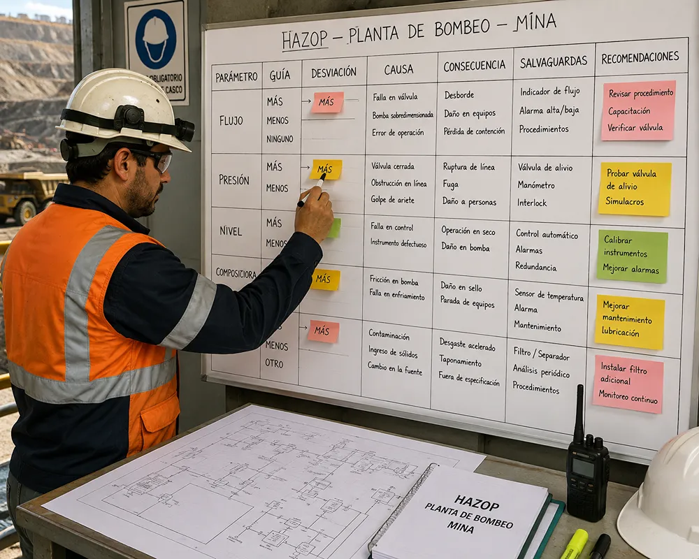 Encargado de planta revisando los procesos en un a pizarra.