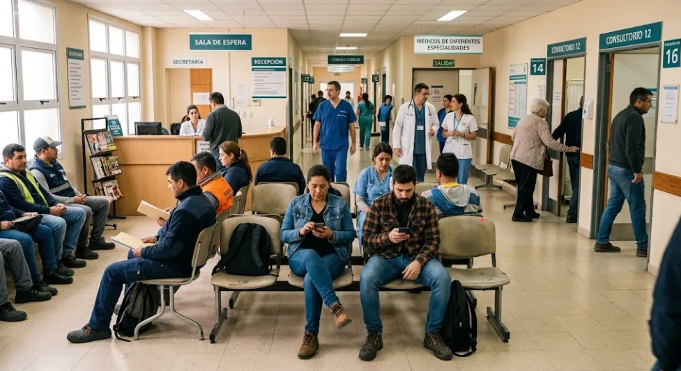 sala de espera de una clinica durante un estudio preocupacional