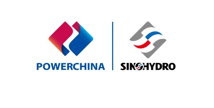 Logotipos de las empresas mineras e infraestructurales chinas PowerChina y Sinohydro.