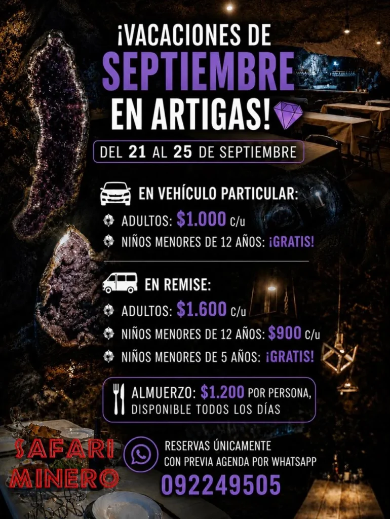Flyer del safari minero en Uruguay