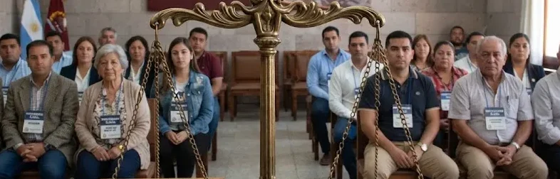 Contenido Original de ACERO Y ROCA - Prohibida su reproducción Personas durante un juicio en un juzgado.