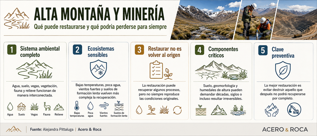 Infografía sobre restauración en la minería de alta montaña.