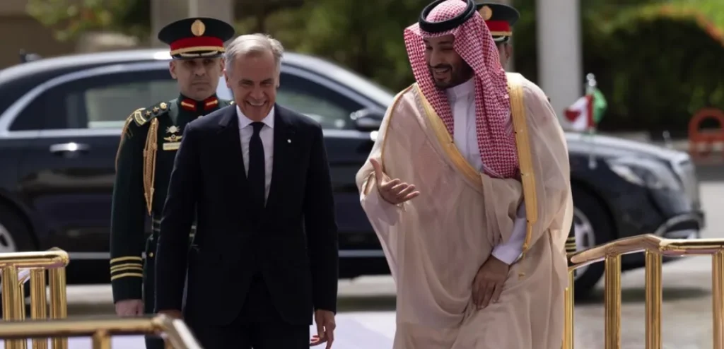 El primer ministro canadiense, Mark Carney, se reunió con el príncipe heredero Mohammed bin Salman en Arabia Saudita