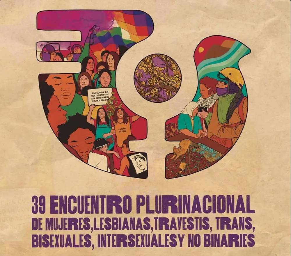Flyer oficial del 39° Encuentro Plurinacional de Mujeres y disidencias en Córdoba.