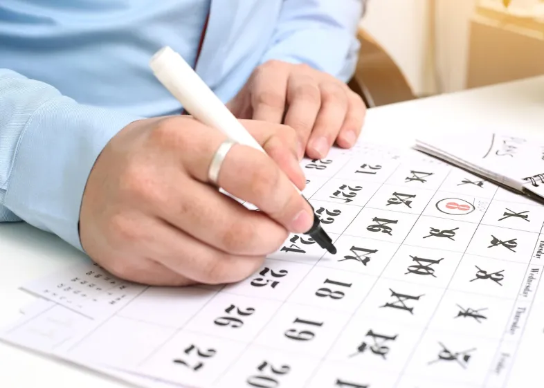 Calendario con los días del mes.
