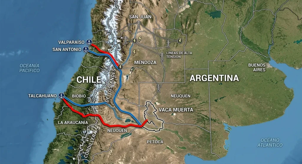 Mapa de chile y argentina SIMULANDO EL FUTURO DEL PETROLEO Y LA ENERGIA 