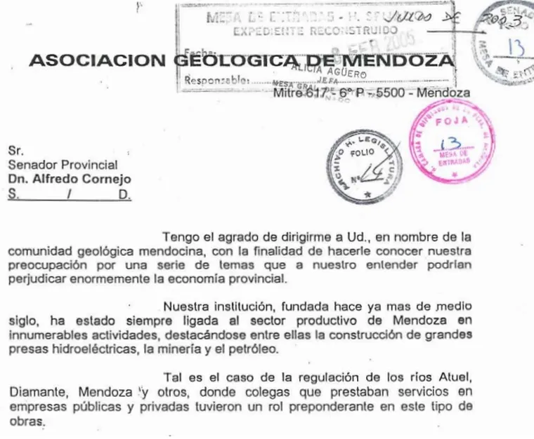 Documento de Alfredo Cornejo siendo senador que se contradice con lo que hoy propone