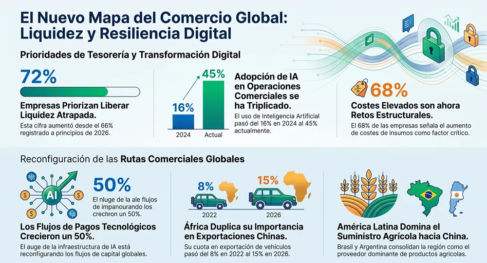 infografia sobre el mapa del comercio global