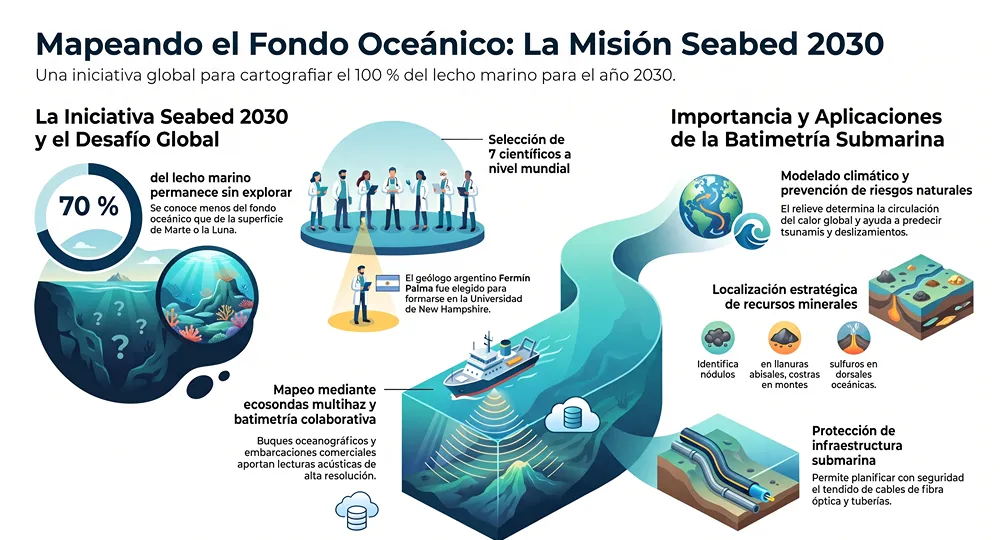 infogradia sobre mapeo del fondo oceánico