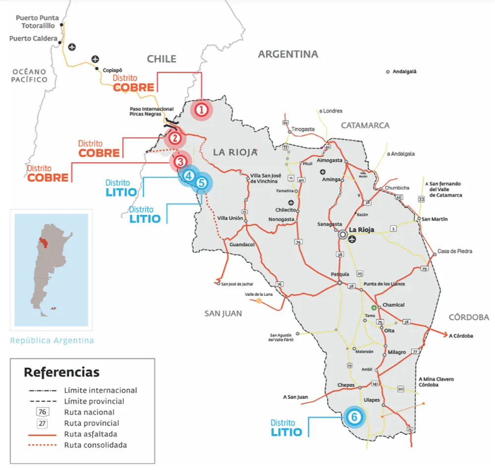 ubicacion de proyectos mineros en la rioja