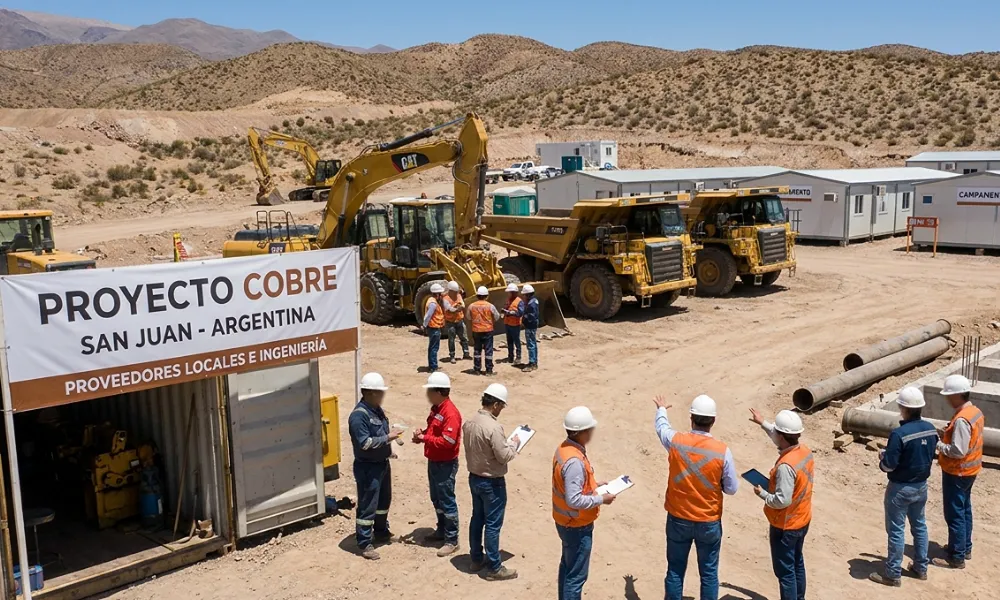 imagen generada con ia sobre proveedores mineros, proyectos de cobre y construccion