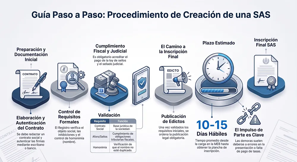 infografia de paso a paso de constitucion de sas