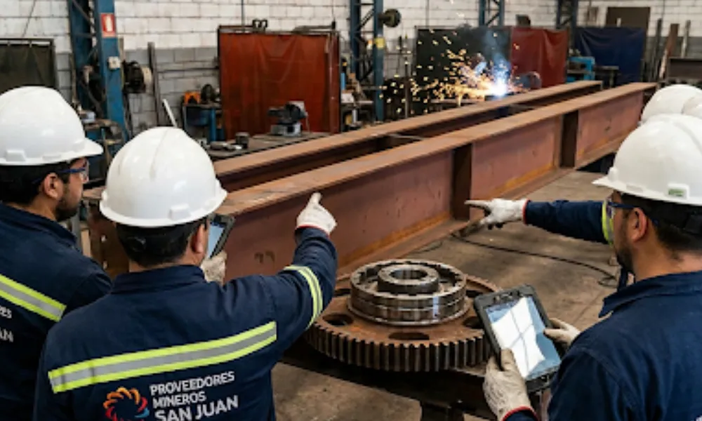 proveedores mineros trabajando en un ateller metalurgico