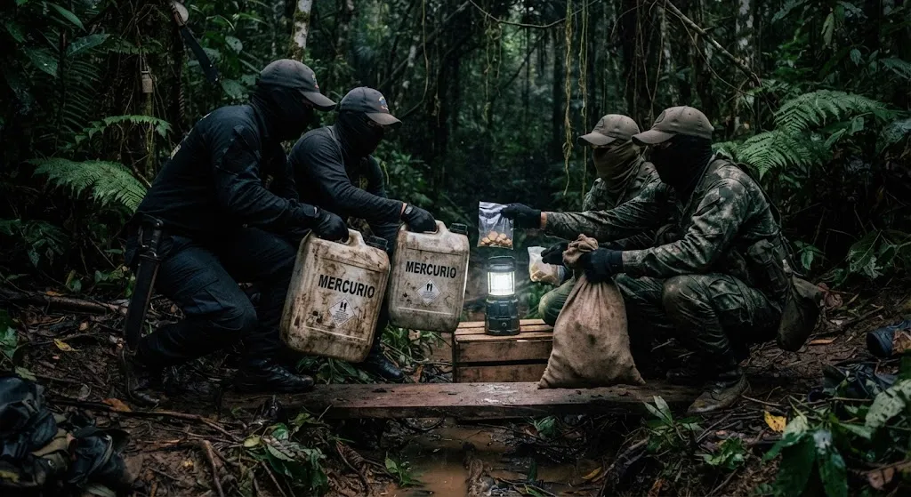 Mercurio por oro: el negocio clandestino entre mafias ecuatorianas y colombianas que devasta la región