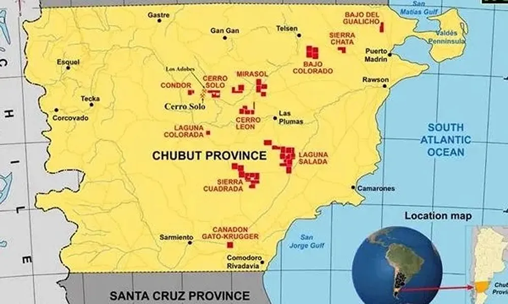 ubicacion de los principales proyectos de urario en chubut