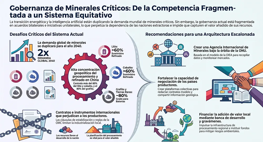 infografia sobre la gobernanza de los minerales criticos de la uno