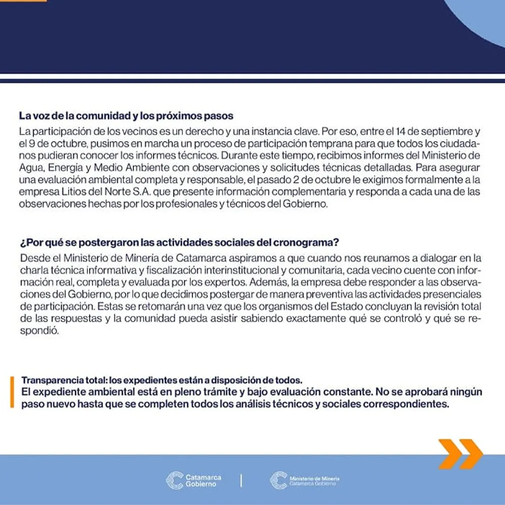 comunicado del gobierno de catamarca sobre el proyecto el alto