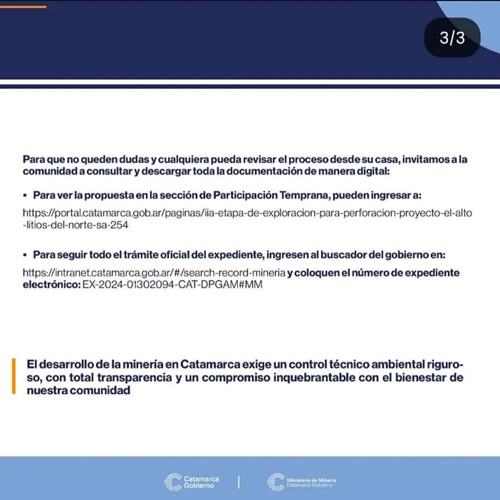 comunicado del gobierno de catamarca sobre el proyecto el alto en sierra anacasti