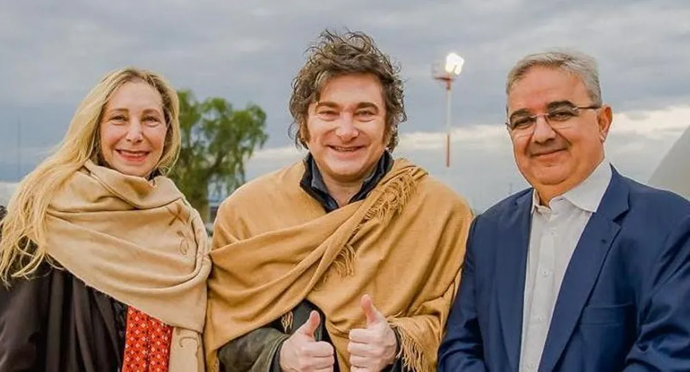 Karina Milei, secretaria qeneral de la Presidencia de la Nación; Javier Milei, presidente de Argentina; Raúl Jalil, gobernador de Catamarca