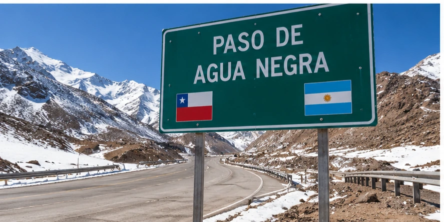 Contenido Original de ACERO Y ROCA - Prohibida su reproducción Paso de Agua Negra en la cordillera de los Andes, corredor internacional que conecta San Juan con la Región de Coquimbo en Chile.